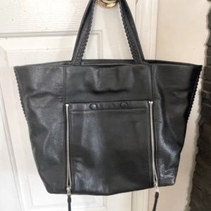 All Saints Black East To West Leather Tote